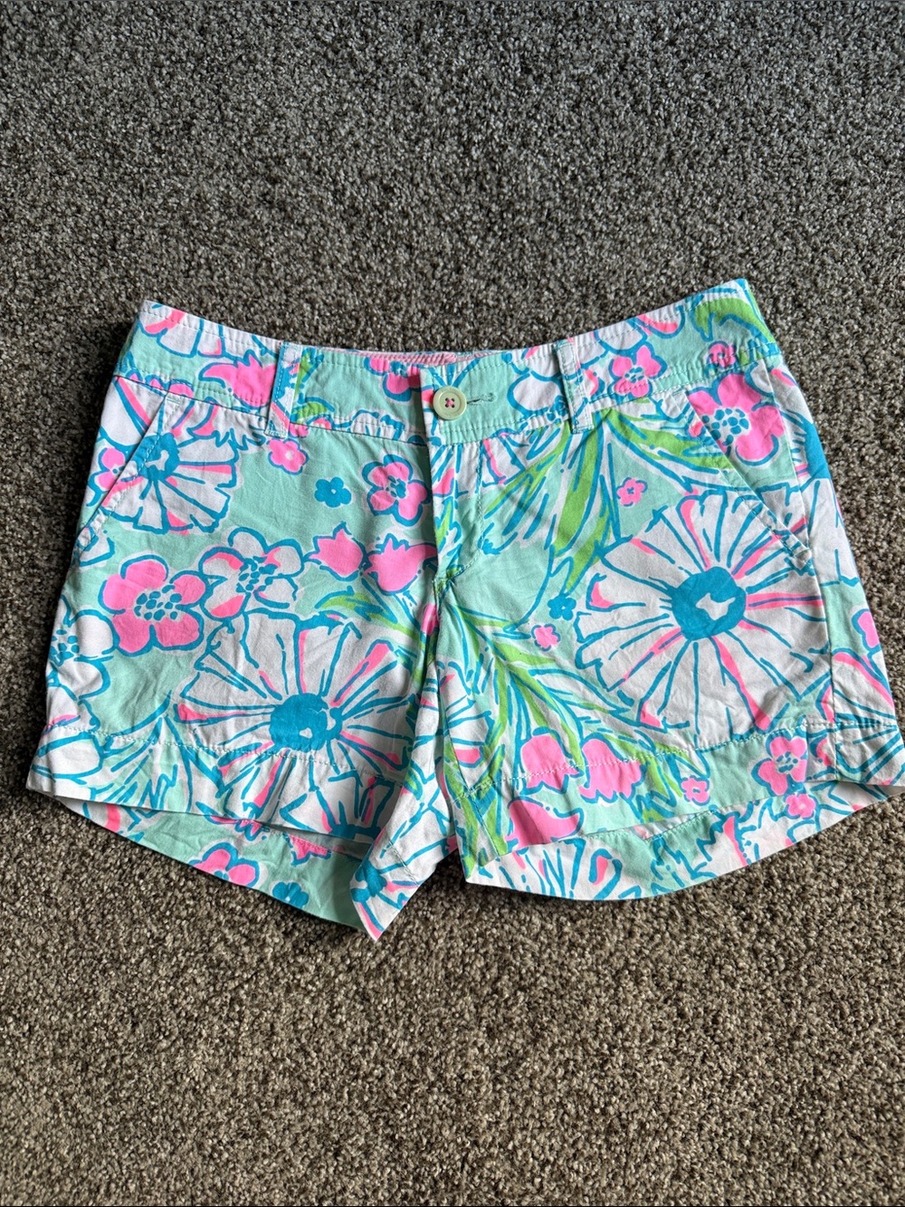 Lilly Pulitzer Callahan Floral Print Shorts - Aqua, Pink & Blue